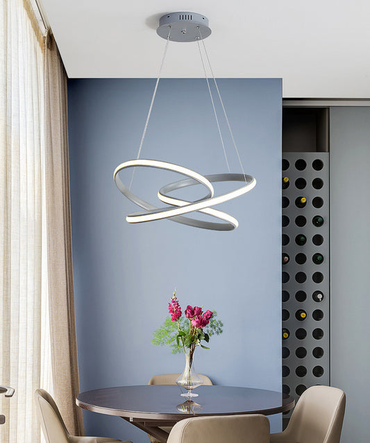 Grey Line Chandelier Lamp Simplicity Metal LED Strip Pendant Light for Dining Room Clearhalo 'Ceiling Lights' 'Chandeliers' Lighting' 2618935