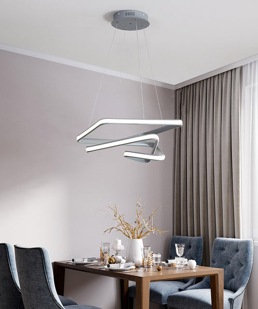 Grey Line Chandelier Lamp Simplicity Metal LED Strip Pendant Light for Dining Room Clearhalo 'Ceiling Lights' 'Chandeliers' Lighting' 2618936