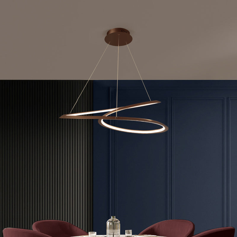 Seamless Curves Metal LED Chandelier Minimalism Suspension Light for Dining Room Clearhalo 'Ceiling Lights' 'Chandeliers' Lighting' 2618937