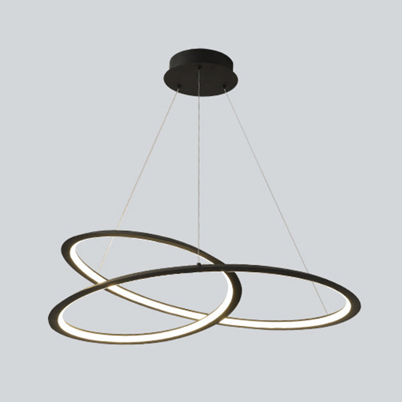 Seamless Curves Metal LED Chandelier Minimalism Suspension Light for Dining Room Black Clearhalo 'Ceiling Lights' 'Chandeliers' Lighting' 2618939