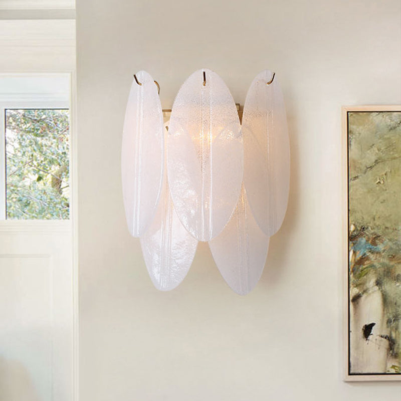 Oval-Shaped Wall Lighting Modernism Style White Glass 3 Lights Hallway Wall Sconce Light White Clearhalo 'Modern wall lights' 'Modern' 'Wall Lamps & Sconces' 'Wall Lights' Lighting' 261894