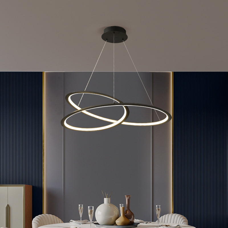 Seamless Curves Metal LED Chandelier Minimalism Suspension Light for Dining Room Clearhalo 'Ceiling Lights' 'Chandeliers' Lighting' 2618940