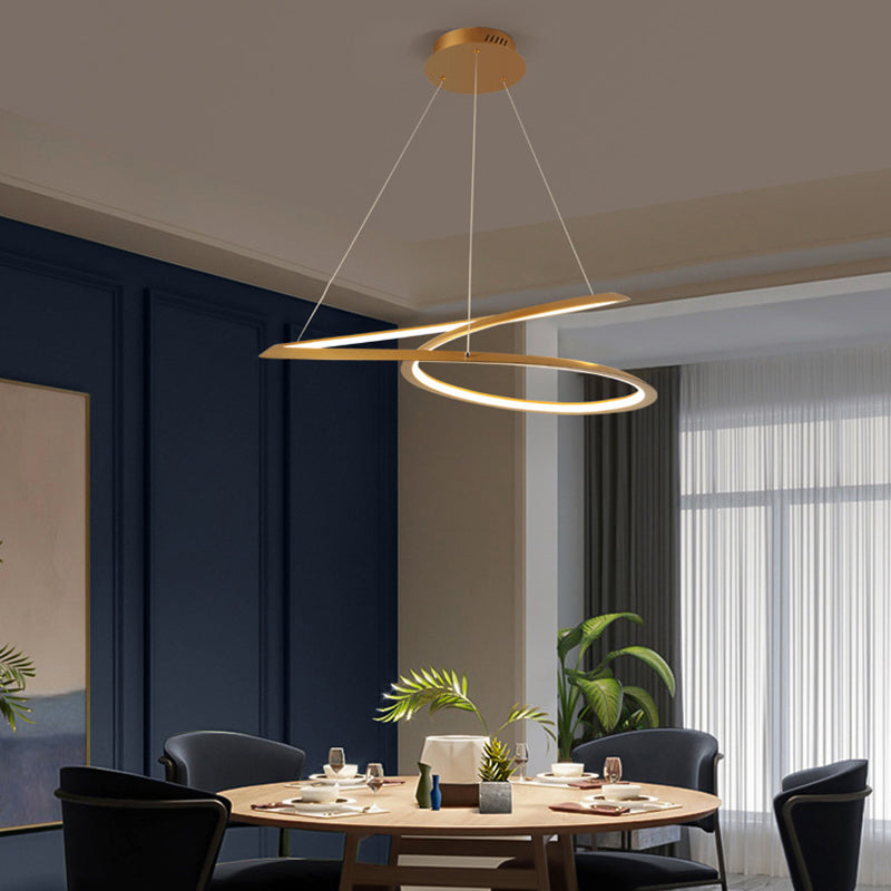 Seamless Curves Metal LED Chandelier Minimalism Suspension Light for Dining Room Clearhalo 'Ceiling Lights' 'Chandeliers' Lighting' 2618944