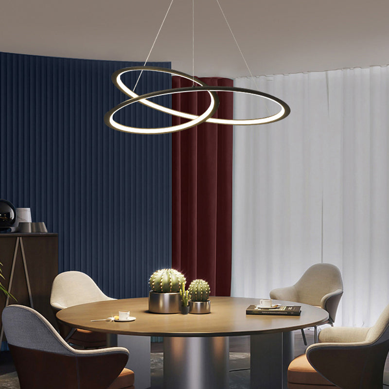 Seamless Curves Metal LED Chandelier Minimalism Suspension Light for Dining Room Clearhalo 'Ceiling Lights' 'Chandeliers' Lighting' 2618945