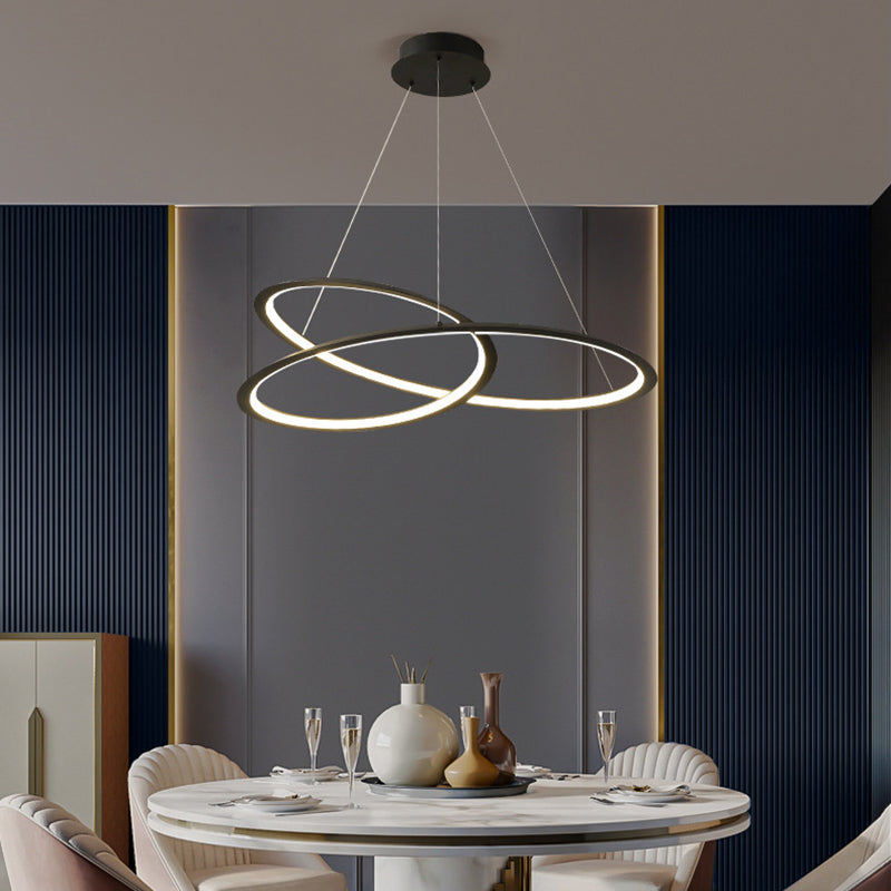 Seamless Curves Metal LED Chandelier Minimalism Suspension Light for Dining Room Clearhalo 'Ceiling Lights' 'Chandeliers' Lighting' 2618946