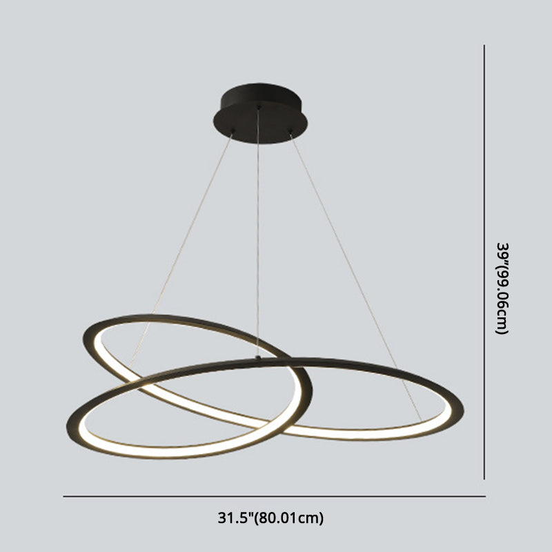 Seamless Curves Metal LED Chandelier Minimalism Suspension Light for Dining Room Clearhalo 'Ceiling Lights' 'Chandeliers' Lighting' 2618948