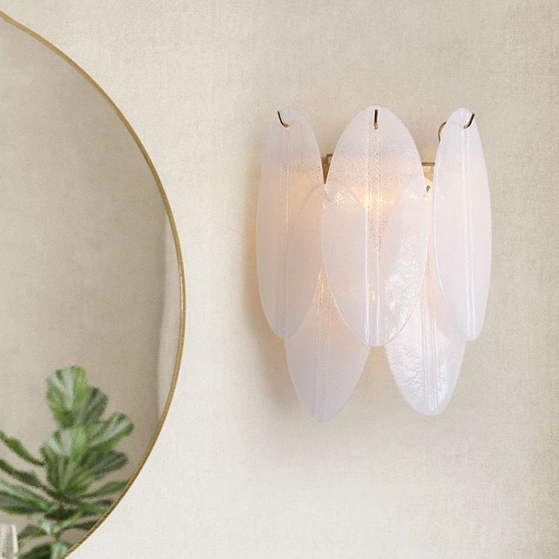 Oval-Shaped Wall Lighting Modernism Style White Glass 3 Lights Hallway Wall Sconce Light Clearhalo 'Modern wall lights' 'Modern' 'Wall Lamps & Sconces' 'Wall Lights' Lighting' 261895