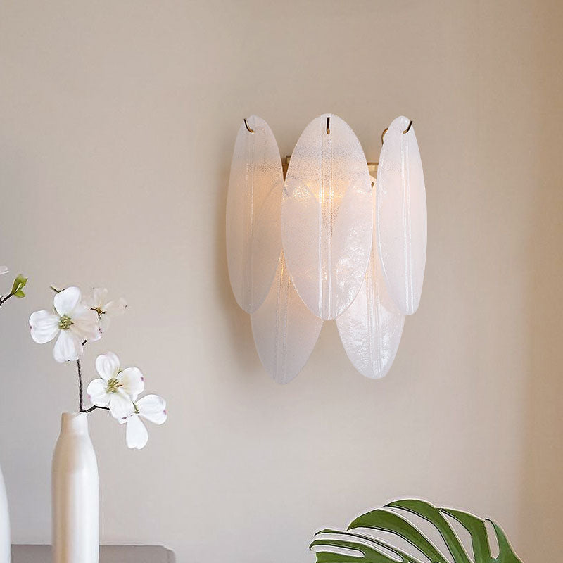 Oval-Shaped Wall Lighting Modernism Style White Glass 3 Lights Hallway Wall Sconce Light Clearhalo 'Modern wall lights' 'Modern' 'Wall Lamps & Sconces' 'Wall Lights' Lighting' 261896