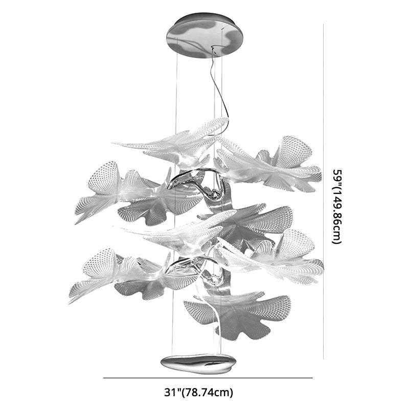 Clear Floral Chandelier Art Deco Acrylic LED Hanging Ceiling Light for Living Room Clearhalo 'Ceiling Lights' 'Chandeliers' Lighting' options 2618995