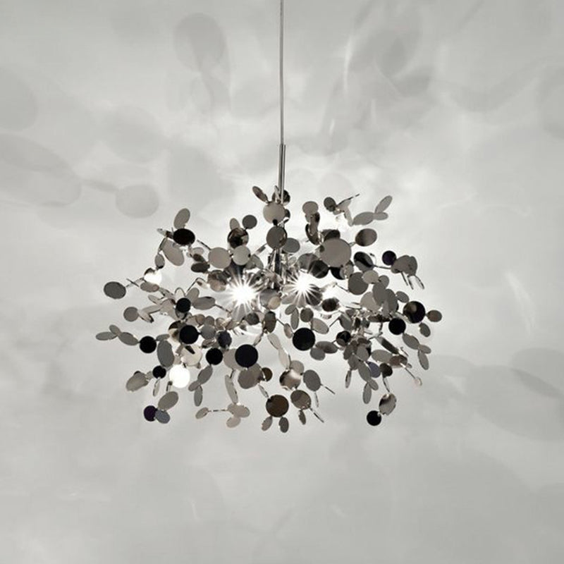 Stainless Steel Leaves Pendant Light Modern 3-Light Sequin Chandelier for Clothing Store Clearhalo 'Ceiling Lights' 'Chandeliers' Lighting' options 2618998