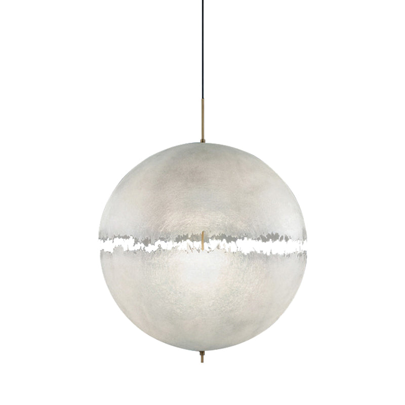 White Moon Sphere Suspension Light Decorative 1 Head Resin Chandelier for Hallway Clearhalo 'Ceiling Lights' 'Chandeliers' Lighting' options 2619015