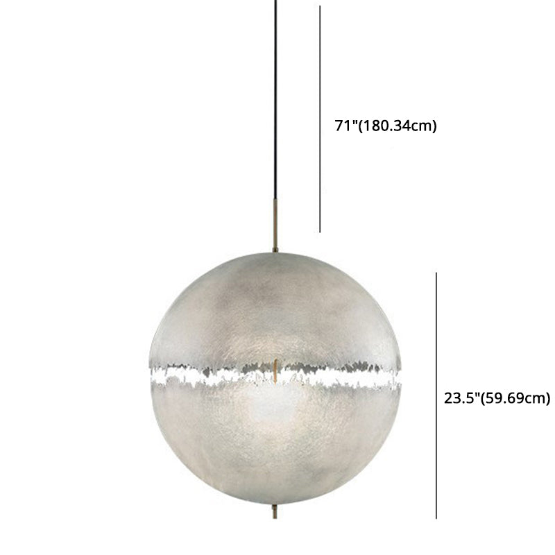 White Moon Sphere Suspension Light Decorative 1 Head Resin Chandelier for Hallway Clearhalo 'Ceiling Lights' 'Chandeliers' Lighting' options 2619017