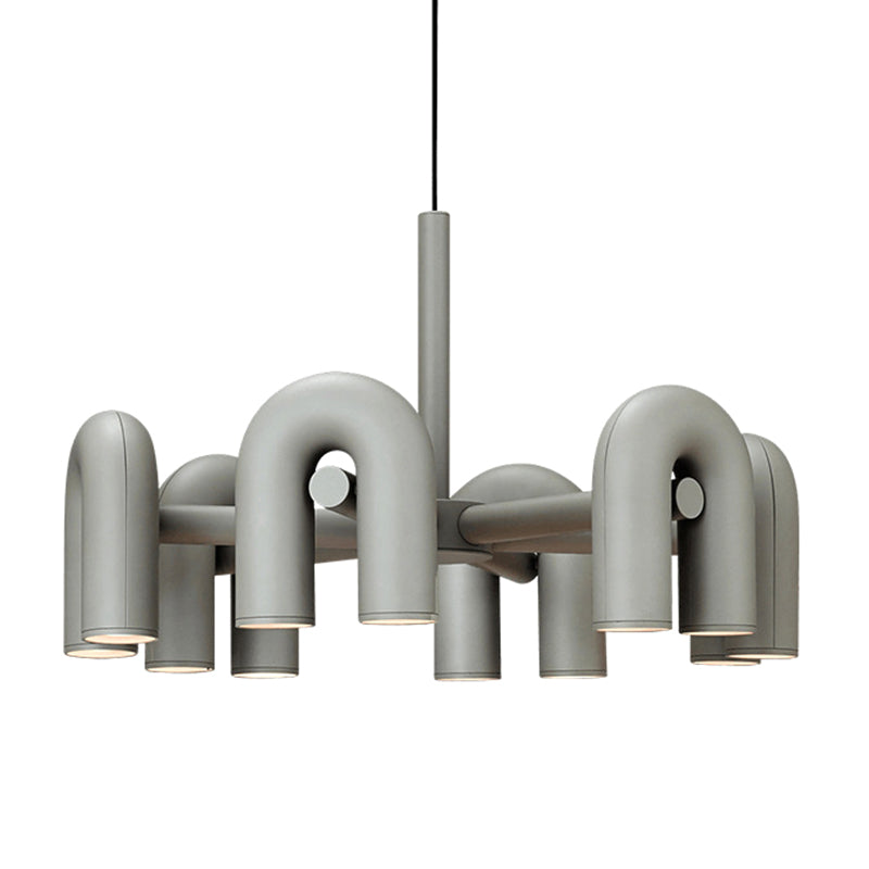 U Shaped LED Chandelier Light Art Deco Metal Living Room Suspended Lighting Fixture 6 Grey Clearhalo 'Ceiling Lights' 'Chandeliers' Lighting' options 2619020_642ec639-e67c-4e76-bf9d-0a301f1bcc53