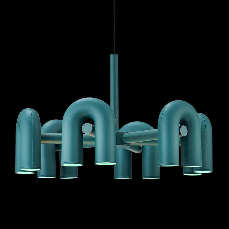 U Shaped LED Chandelier Light Art Deco Metal Living Room Suspended Lighting Fixture 6 Green Clearhalo 'Ceiling Lights' 'Chandeliers' Lighting' options 2619022_9be2fdcb-f6e4-4f3a-ad8b-4f5297fc39d0