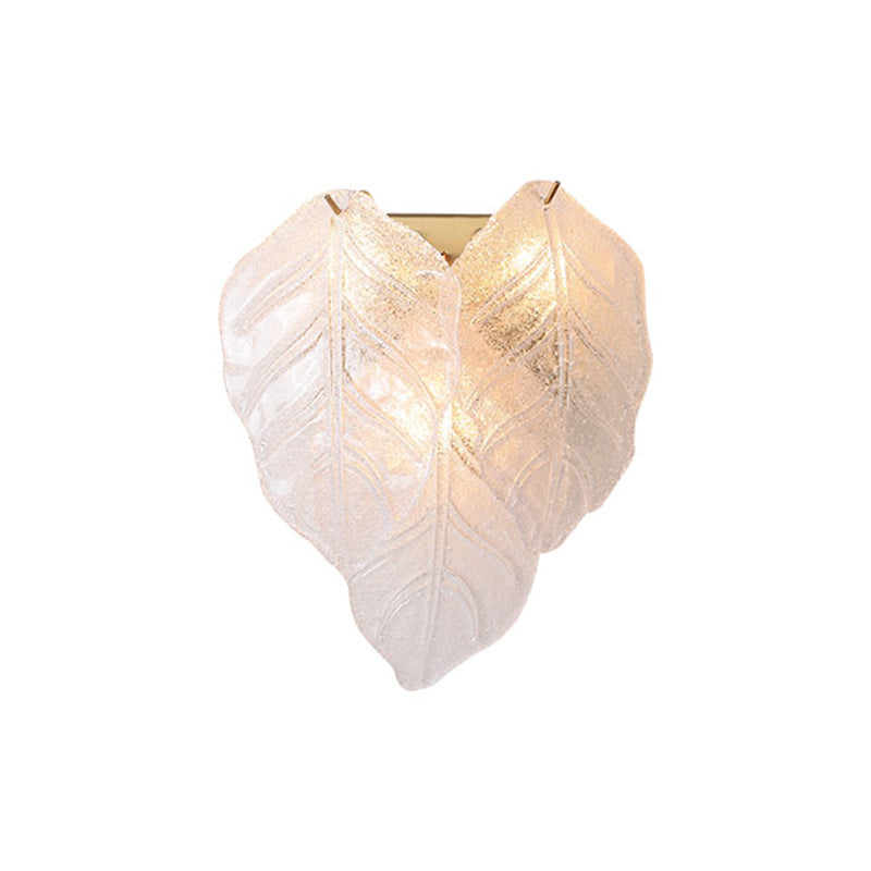 Leaf-Shaped Hallway Wall Sconce Light Frosted Glass 3 Bulbs Modern Style Wall Lighting Fixture in White Clearhalo 'Modern wall lights' 'Modern' 'Wall Lamps & Sconces' 'Wall Lights' Lighting' 261903