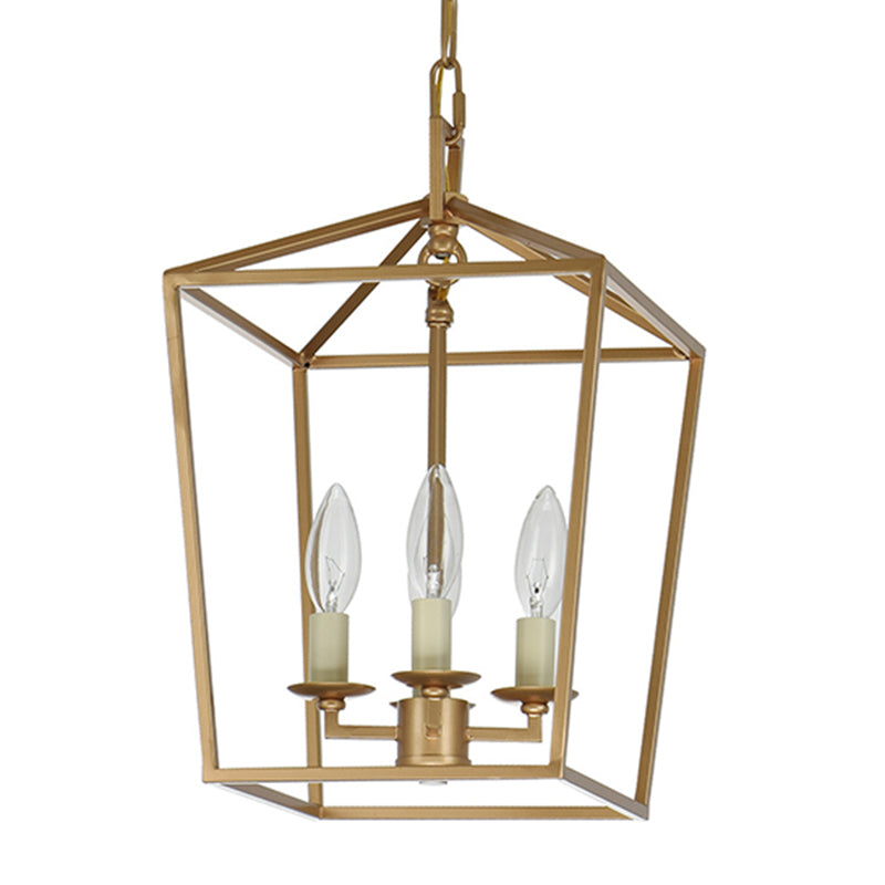 4-Light Cage Pendant Lighting Industrial Metal Hanging Chandelier with Candle Design Clearhalo 'Ceiling Lights' 'Chandeliers' Lighting' options 2619042