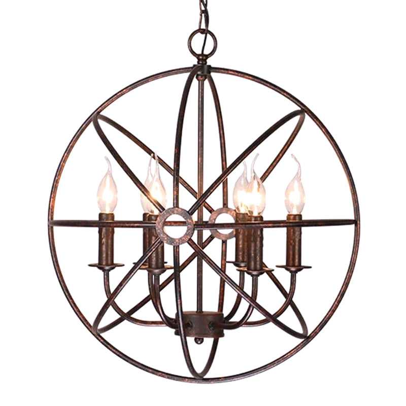 4 Lights Metal Caged Pendant Industrial Interlinked Rings Living Room Chandelier Light Clearhalo 'Ceiling Lights' 'Chandeliers' Lighting' options 2619047