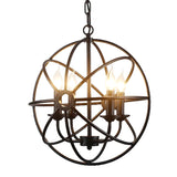 4 Lights Metal Caged Pendant Industrial Interlinked Rings Living Room Chandelier Light Clearhalo 'Ceiling Lights' 'Chandeliers' Lighting' options 2619048