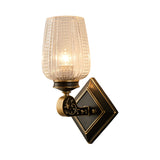 Cup Shade Wall Mounted Light Contemporary Style Clear Textured Glass 1 Bulb Brass Wall Lighting Clearhalo 'Modern wall lights' 'Modern' 'Wall Lamps & Sconces' 'Wall Lights' Lighting' 261910