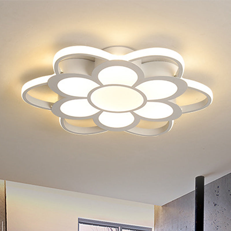 20.5"/27"/31.5" W LED Crystal Flush Light Simple White Floral Living Room Flush Mount Lamp in Warm/White/3 Color Light White 20.5" Clearhalo 'Ceiling Lights' 'Close To Ceiling Lights' 'Close to ceiling' 'Flush mount' Lighting' 261930