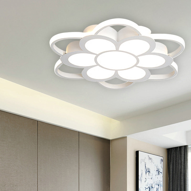 20.5"/27"/31.5" W LED Crystal Flush Light Simple White Floral Living Room Flush Mount Lamp in Warm/White/3 Color Light Clearhalo 'Ceiling Lights' 'Close To Ceiling Lights' 'Close to ceiling' 'Flush mount' Lighting' 261933