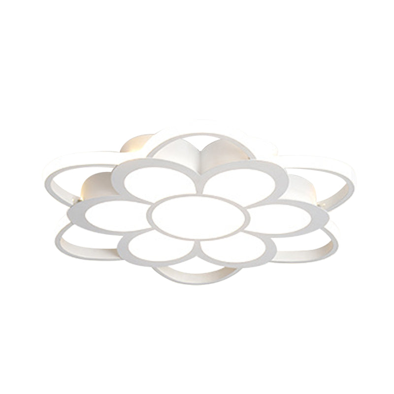 20.5"/27"/31.5" W LED Crystal Flush Light Simple White Floral Living Room Flush Mount Lamp in Warm/White/3 Color Light Clearhalo 'Ceiling Lights' 'Close To Ceiling Lights' 'Close to ceiling' 'Flush mount' Lighting' 261934