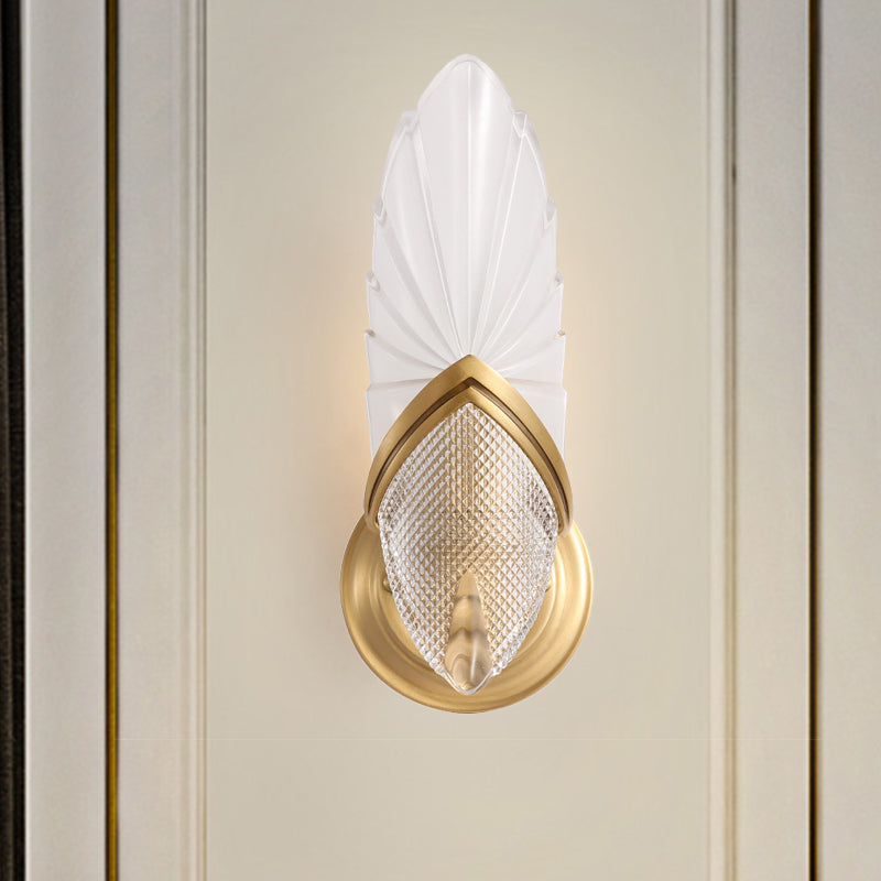 Frosted Glass Oval Wall Lighting Vintage Style 1 Light Gold Finish Wall Mounted Lamp for Bedroom Gold Clearhalo 'Modern wall lights' 'Modern' 'Wall Lamps & Sconces' 'Wall Lights' Lighting' 262019