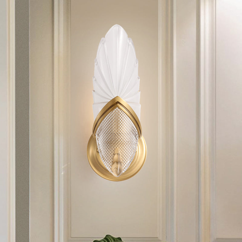 Frosted Glass Oval Wall Lighting Vintage Style 1 Light Gold Finish Wall Mounted Lamp for Bedroom Clearhalo 'Modern wall lights' 'Modern' 'Wall Lamps & Sconces' 'Wall Lights' Lighting' 262020