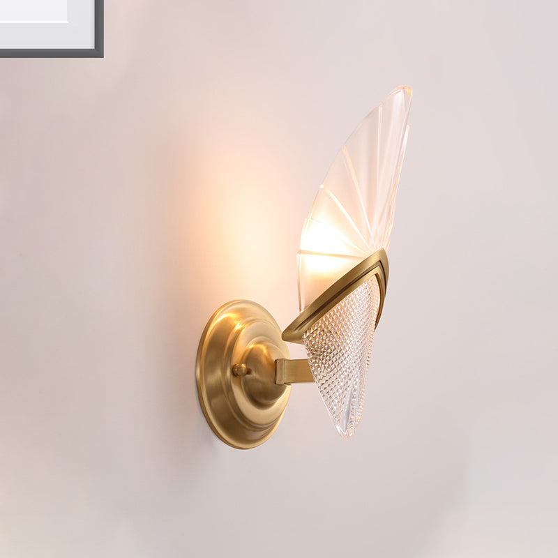 Frosted Glass Oval Wall Lighting Vintage Style 1 Light Gold Finish Wall Mounted Lamp for Bedroom Clearhalo 'Modern wall lights' 'Modern' 'Wall Lamps & Sconces' 'Wall Lights' Lighting' 262021