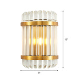 1/2 Lights Bedside Wall Sconce Modern Style Golden Wall Mount Light with Cylinder Clear Crystal Shade, 12"/21.5" W Clearhalo 'Modern wall lights' 'Modern' 'Wall Lamps & Sconces' 'Wall Lights' Lighting' 262030