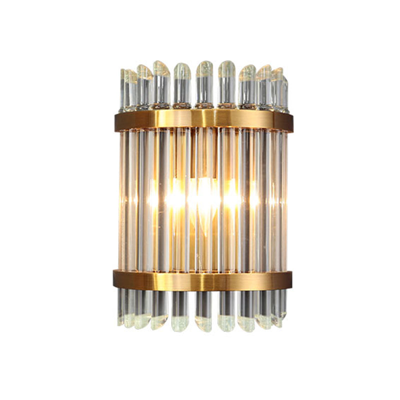 Modernist Half-Cylinder Wall Lighting Clear Crystal 1 Light Living Room Wall Mounted Lamp in Gold Finish Clearhalo 'Modern wall lights' 'Modern' 'Wall Lamps & Sconces' 'Wall Lights' Lighting' 262040