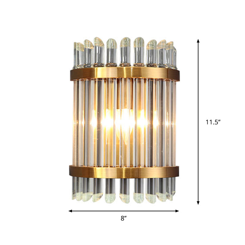 Modernist Half-Cylinder Wall Lighting Clear Crystal 1 Light Living Room Wall Mounted Lamp in Gold Finish Clearhalo 'Modern wall lights' 'Modern' 'Wall Lamps & Sconces' 'Wall Lights' Lighting' 262041