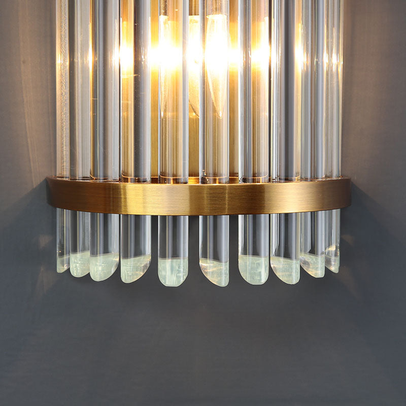 Modernist Half-Cylinder Wall Lighting Clear Crystal 1 Light Living Room Wall Mounted Lamp in Gold Finish Clearhalo 'Modern wall lights' 'Modern' 'Wall Lamps & Sconces' 'Wall Lights' Lighting' 262042