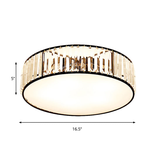 Black/Bronze Drum Flush Mount Lamp Simple 3/4/5-Light Crystal Shaded Bedroom Ceiling Light Clearhalo 'Ceiling Lights' 'Close To Ceiling Lights' 'Close to ceiling' 'Flush mount' Lighting' 262053