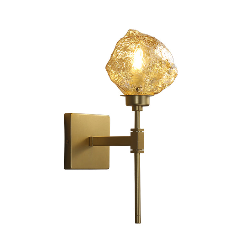 Irregular Shade Indoor Wall Light Fixture Amber/Smoke Gray Glass 1 Head Modern Wall Sconce Lamp for Living Room Clearhalo 'Modern wall lights' 'Modern' 'Wall Lamps & Sconces' 'Wall Lights' Lighting' 262071