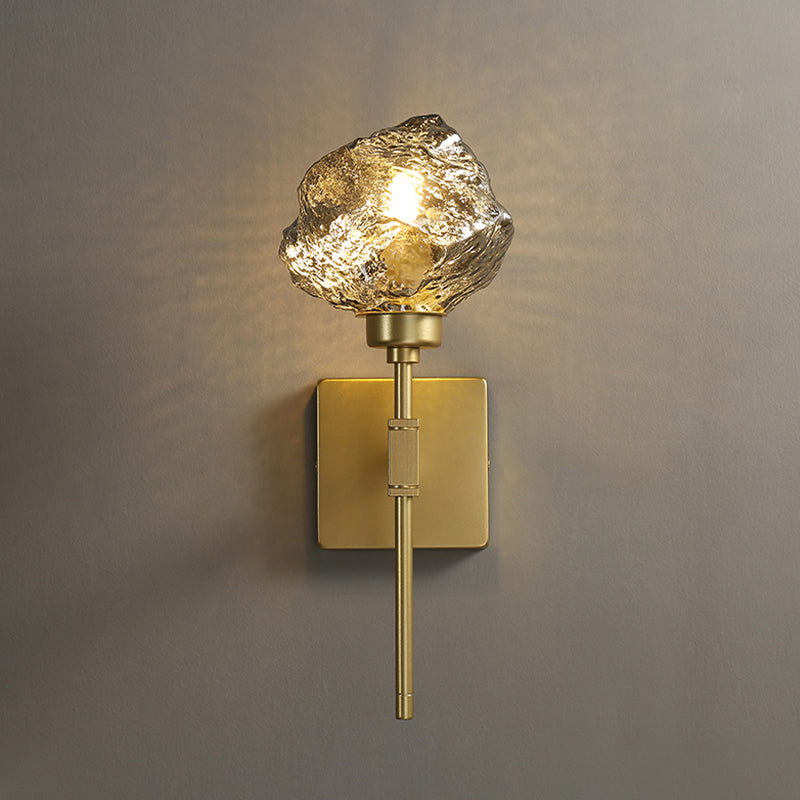 Irregular Shade Indoor Wall Light Fixture Amber/Smoke Gray Glass 1 Head Modern Wall Sconce Lamp for Living Room Smoke Gray Clearhalo 'Modern wall lights' 'Modern' 'Wall Lamps & Sconces' 'Wall Lights' Lighting' 262074