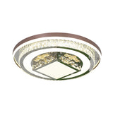 Round/Rectangle Crystal Flush Mount Lamp Simple 23.5"/31.5"/37.5" W LED Living Room Ceiling Mounted Fixture in White Clearhalo 'Ceiling Lights' 'Close To Ceiling Lights' 'Close to ceiling' 'Flush mount' Lighting' 262184