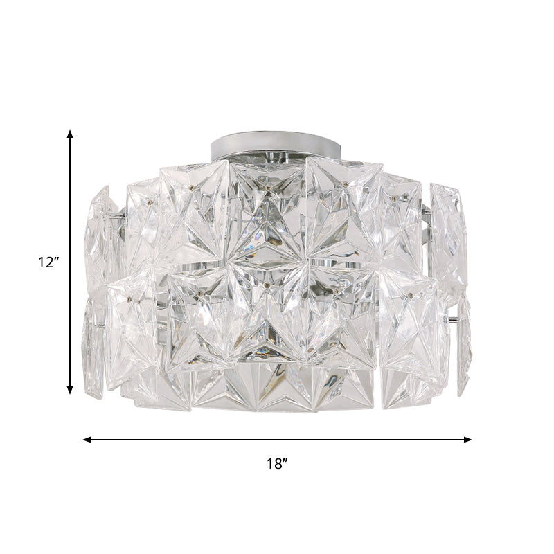 Clear Crystal Cubic Flush Ceiling Light Simplicity 6 Lights Flush Mount Ceiling Light Fixture for Bedroom Clearhalo 'Ceiling Lights' 'Close To Ceiling Lights' 'Close to ceiling' 'Flush mount' Lighting' 262189