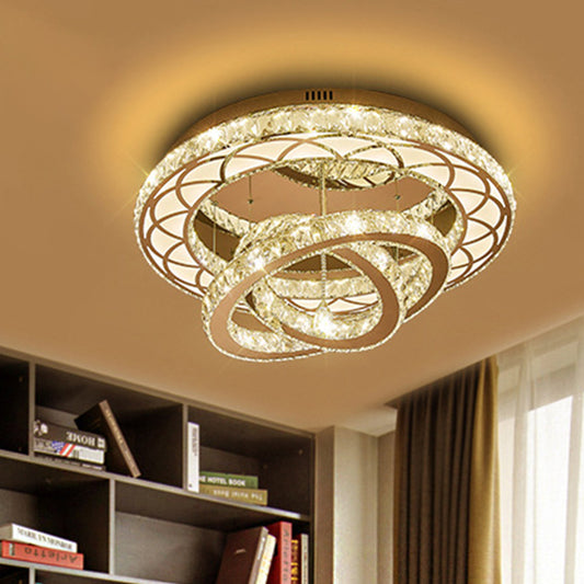 23.5“/31.5” Wide Ring Crystal Flush Mount Lamp Modern LED Living Room Ceiling Mounted Fixture in Chrome Clearhalo 'Ceiling Lights' 'Close To Ceiling Lights' 'Close to ceiling' 'Flush mount' Lighting' 262193