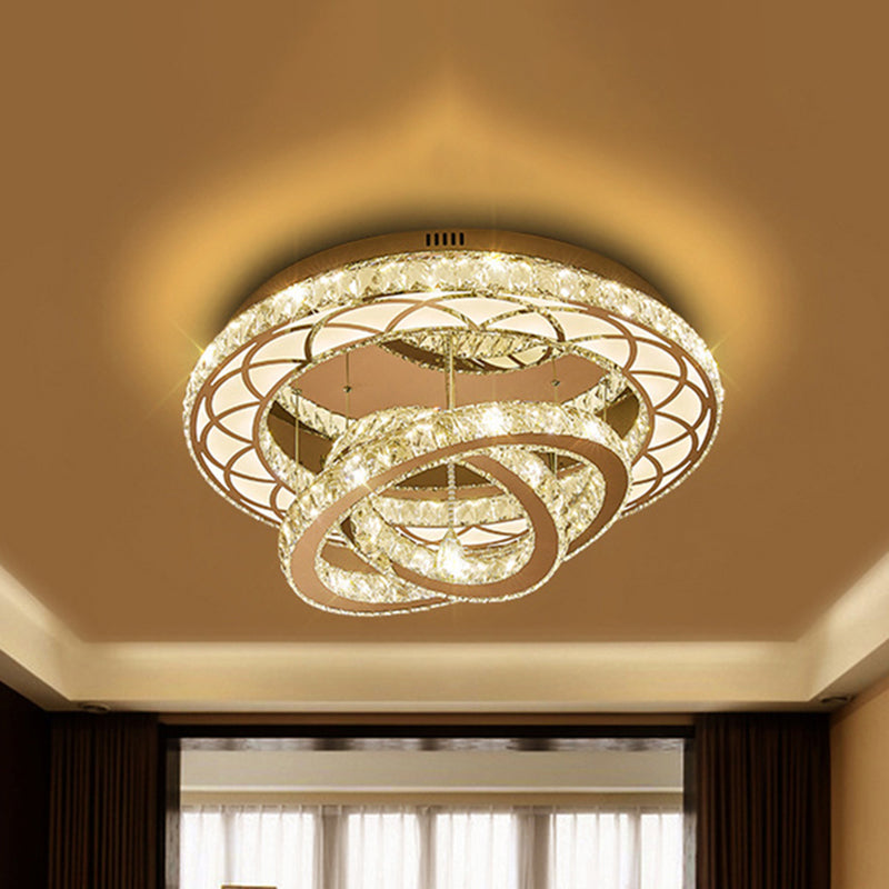 23.5“/31.5” Wide Ring Crystal Flush Mount Lamp Modern LED Living Room Ceiling Mounted Fixture in Chrome Clearhalo 'Ceiling Lights' 'Close To Ceiling Lights' 'Close to ceiling' 'Flush mount' Lighting' 262194