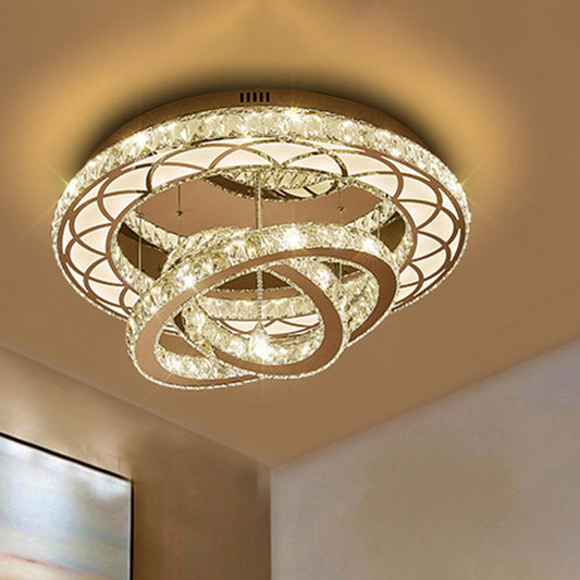 23.5“/31.5” Wide Ring Crystal Flush Mount Lamp Modern LED Living Room Ceiling Mounted Fixture in Chrome Clearhalo 'Ceiling Lights' 'Close To Ceiling Lights' 'Close to ceiling' 'Flush mount' Lighting' 262195