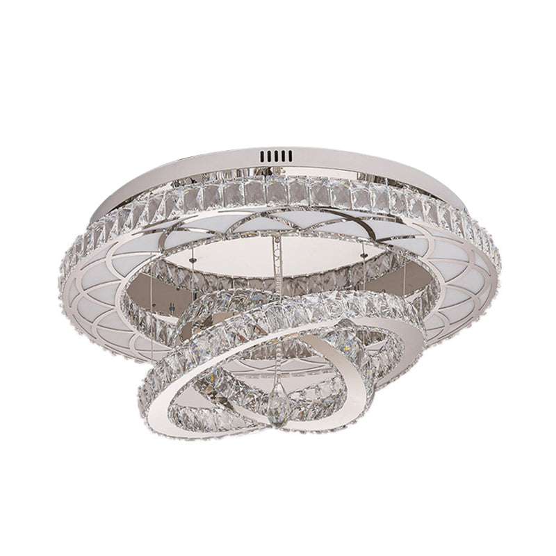 23.5“/31.5” Wide Ring Crystal Flush Mount Lamp Modern LED Living Room Ceiling Mounted Fixture in Chrome Clearhalo 'Ceiling Lights' 'Close To Ceiling Lights' 'Close to ceiling' 'Flush mount' Lighting' 262196