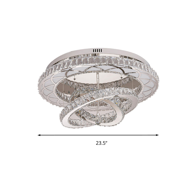 23.5“/31.5” Wide Ring Crystal Flush Mount Lamp Modern LED Living Room Ceiling Mounted Fixture in Chrome Clearhalo 'Ceiling Lights' 'Close To Ceiling Lights' 'Close to ceiling' 'Flush mount' Lighting' 262197