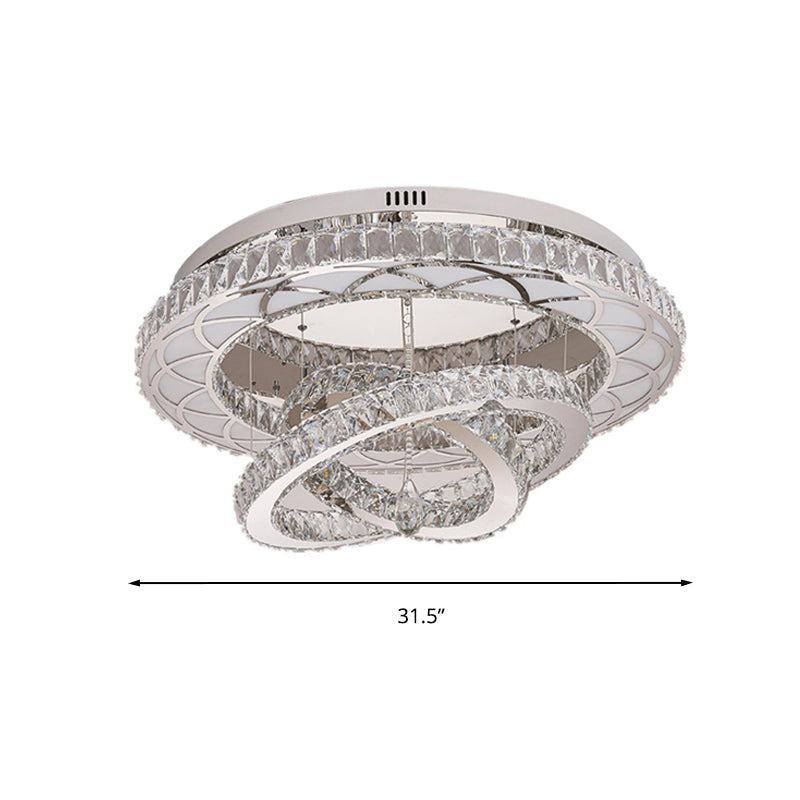 23.5“/31.5” Wide Ring Crystal Flush Mount Lamp Modern LED Living Room Ceiling Mounted Fixture in Chrome Clearhalo 'Ceiling Lights' 'Close To Ceiling Lights' 'Close to ceiling' 'Flush mount' Lighting' 262198