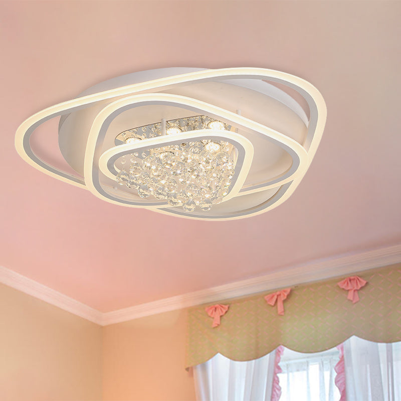 19.5"/23.5"/31.5" W LED Triangle Flush Mount Lamp Simple White Crystal Ceiling Mounted Fixture in Warm/White Light Clearhalo 'Ceiling Lights' 'Close To Ceiling Lights' 'Close to ceiling' 'Flush mount' Lighting' 262231