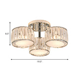 Crystal Drum Flush Mount Modernist 3/5/7 Heads Living Room Ceiling Lamp in Chrome Finish Clearhalo 'Ceiling Lights' 'Close To Ceiling Lights' 'Close to ceiling' 'Flush mount' Lighting' 262334