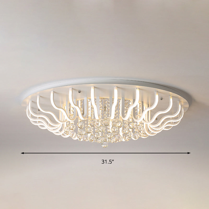 Curved Acrylic Flush Mount Lamp Simple 27"/31.5" W LED Living Room Ceiling Mounted Fixture in White, Warm/White Light Clearhalo 'Ceiling Lights' 'Close To Ceiling Lights' 'Close to ceiling' 'Flush mount' Lighting' 262351