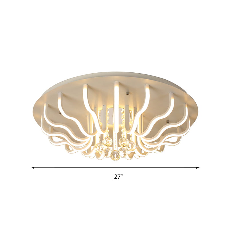 Curved Acrylic Flush Mount Lamp Simple 27"/31.5" W LED Living Room Ceiling Mounted Fixture in White, Warm/White Light Clearhalo 'Ceiling Lights' 'Close To Ceiling Lights' 'Close to ceiling' 'Flush mount' Lighting' 262352