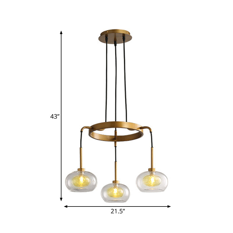 White/Gold Wagon Wheel Chandelier Farmhouse Clear Glass 3/6/8 Heads Pendant Ceiling Light Clearhalo 'Ceiling Lights' 'Chandeliers' 'Glass shade' 'Glass' 'Pendant Lights' Lighting' 262432