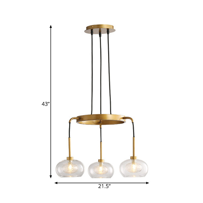 White/Gold Wagon Wheel Chandelier Farmhouse Clear Glass 3/6/8 Heads Pendant Ceiling Light Clearhalo 'Ceiling Lights' 'Chandeliers' 'Glass shade' 'Glass' 'Pendant Lights' Lighting' 262433